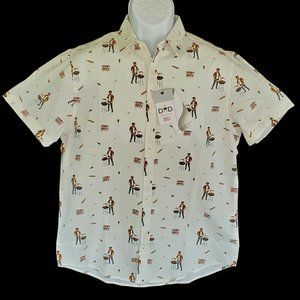 Denim & Flower Ricky Singh Men's M Dad's Grilling Button Front Camp Shirt Cotton